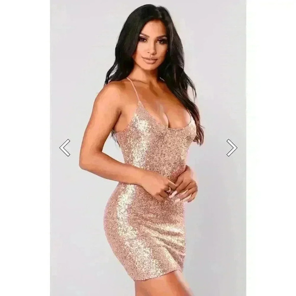 Fashion Nova Dresses & Skirts - Fashion Nova Champagne Holiday Sequin Dress